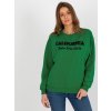 Tmavozelená mikina bez kapucne s nápisom (Veľkosť S)