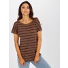 Hnedé pruhované tričko s výstrihom na chrbte
