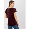 Červeno-čierne pruhované dámske tričko