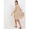 Béžové voľné minišaty s 3/4 rukávom