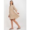 Béžové voľné minišaty s 3/4 rukávom