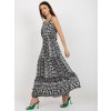 Čierne vzorované maxi šaty na ramienka