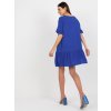 Tmavomodré voľné minišaty s volánom