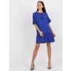 Tmavomodré voľné minišaty s volánom