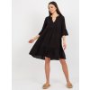 Čierne voľné minišaty s 3/4 rukávom