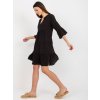 Čierne voľné minišaty s 3/4 rukávom