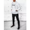 Biela pánska mikina s nápismi a kapucňou