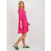 Fuchsiové voľné minišaty s 3/4 rukávom