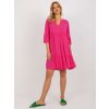 Fuchsiové voľné minišaty s 3/4 rukávom