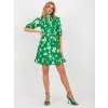 Zelené košeľové kvetinové mini šaty s golierom