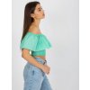 Mintový crop top s volánem