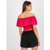 Fuchsiový crop top s volánem