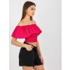 Fuchsiový crop top s volánem