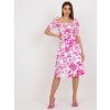 Fuchsiové kvetované midi šaty s pásikom