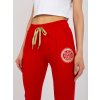 Červené dámske tepláky s potlačou