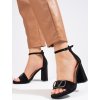 Dámske čierne sandále na vysokom hrubom podpätku Vinceza