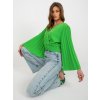 Zelená elegantná blúzka s obálkovým výstrihom