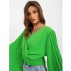 Zelená elegantná blúzka s obálkovým výstrihom