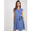 Zavinovacie modré koktejlové šaty