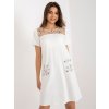 Smotanové mini šaty s kvetinovou aplikáciou
