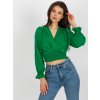 Zelená crop top blúzka s elastickým riasením
