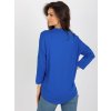 Modrá jednofarebná blúzka s 3/4 rukávom