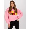 Ružová mikina bez kapucne s nápisom WEEKEND