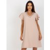 Béžové koktejlové elegantné minišaty s čipkou