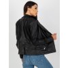 Čierna dámska koženková bunda so zipsami
