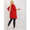 Červená asymetrická tunika s kamienkami na vreckách
