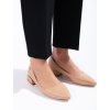 Dámske béžové semišové baleríny na nízkom podpätku Vinceza