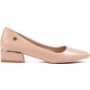 Dámske béžové semišové baleríny na nízkom podpätku Vinceza