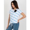 Bielo-svetlomodré pruhované tričko s brošňou