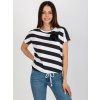 Bielo-čierne pruhované tričko s brošňou