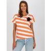 Bielo-oranžové pruhované tričko s brošňou