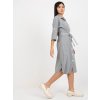 Sivé midi košeľové šaty s opaskom