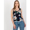 Tmavomodrý top s kvetinovou potlačou