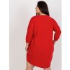 Červená asymetrická tunika s nápisom