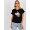 Čierne tričko s potlačou kvetiny