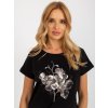 Čierne tričko s potlačou kvetiny