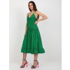 Zelené midi šaty s výstrihom