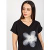 Čierne tričko s potlačou kvetiny