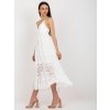 Biele čipkové midi šaty s volánikom