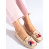 Béžové boho semišové mokasíny so strapcami Shelvt