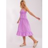 Svetlofialové midi šaty s výstrihom
