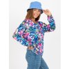 Modré dámske kvetinové tričko s dlhými rukávmi