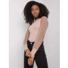 Béžové dámske tričko s priehľadnými riasenými rukávmi (Veľkosť S)