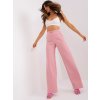 Svetloružové elegantné nohavice s vysokým pásom
