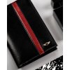 Peterson Čierna pánska kožená peňaženka s červeným pruhom W064