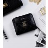 Rovicky čierna prešívaná kožená peňaženka V187